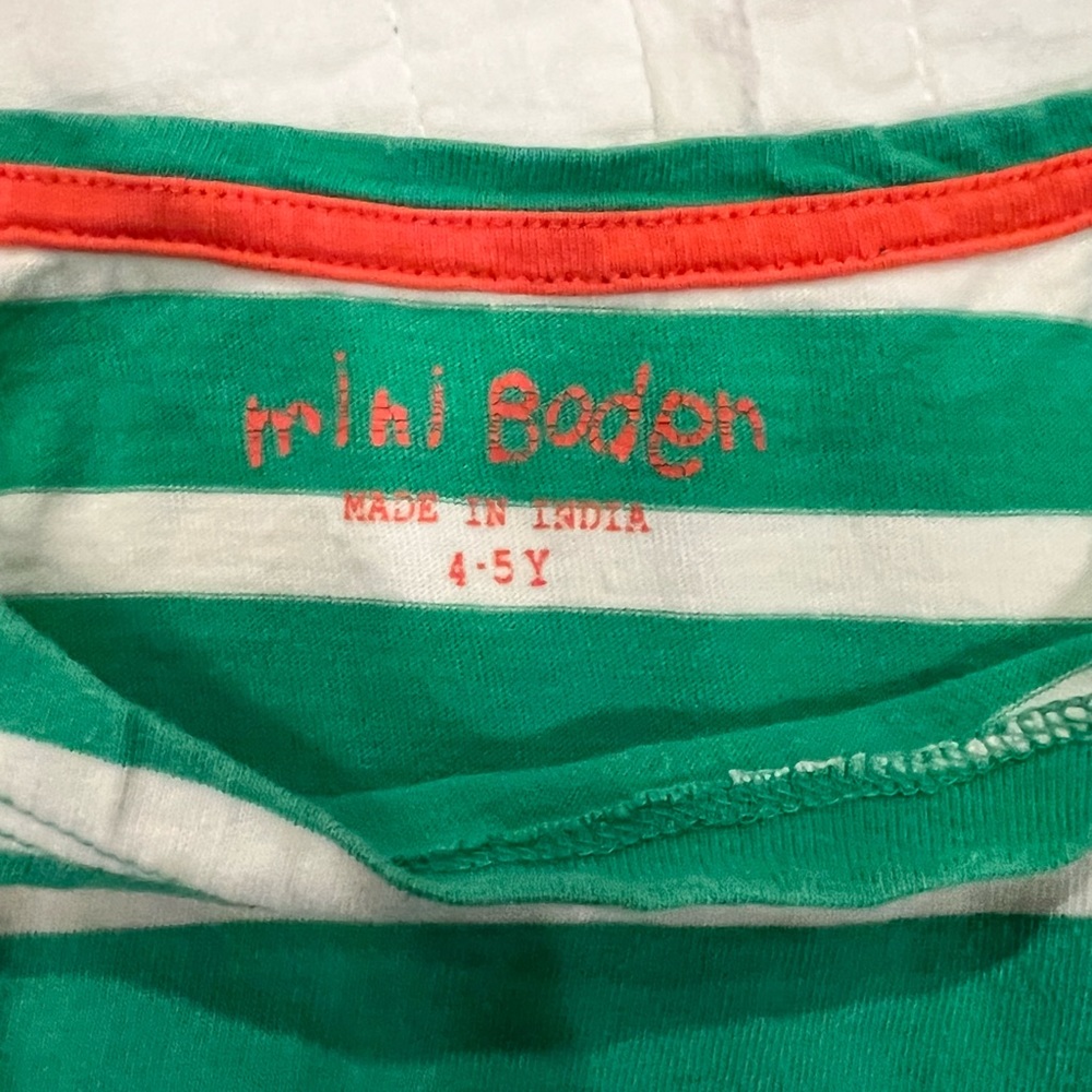 Mini Boden Green and White Striped Kids Top - Picture 3 of 3